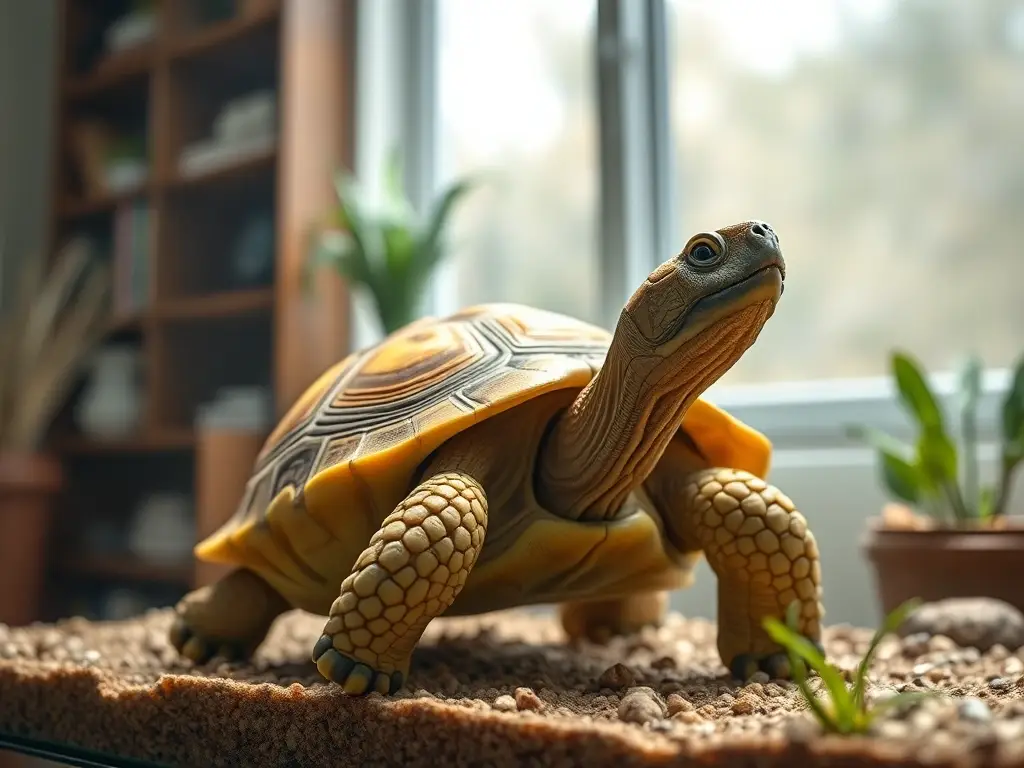 Foto de tortuga realista en un tank, detallado y con buena técnica