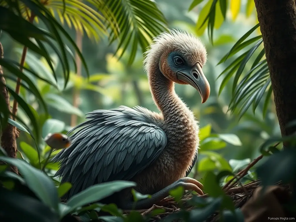 Fotorealista del dodo en un bosque tropical