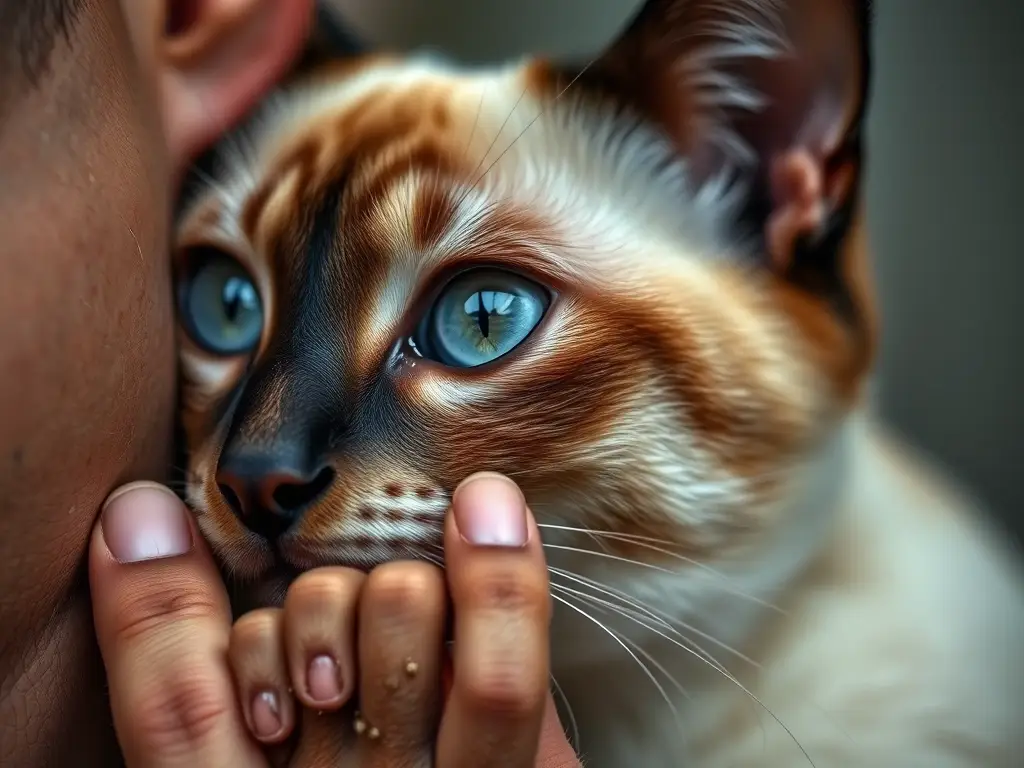 Fotorealistic portrait de un gato siamés curioso