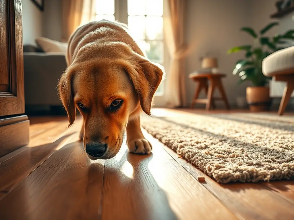 Golden retriever rasca suelo soleado, foto realista