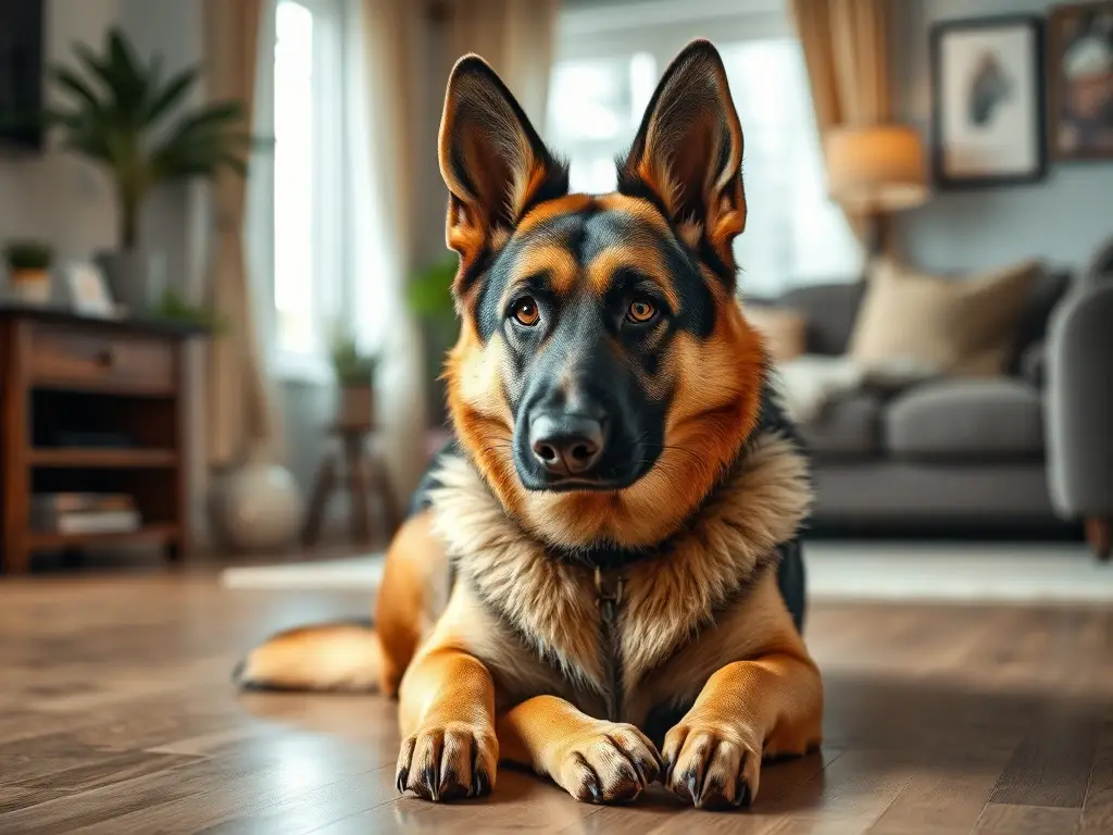 Un retrato realista de un perro alemán, con enfoque nítido