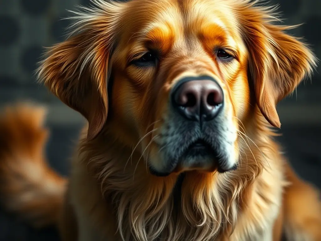 Foto realista de un labrador con expresión triste