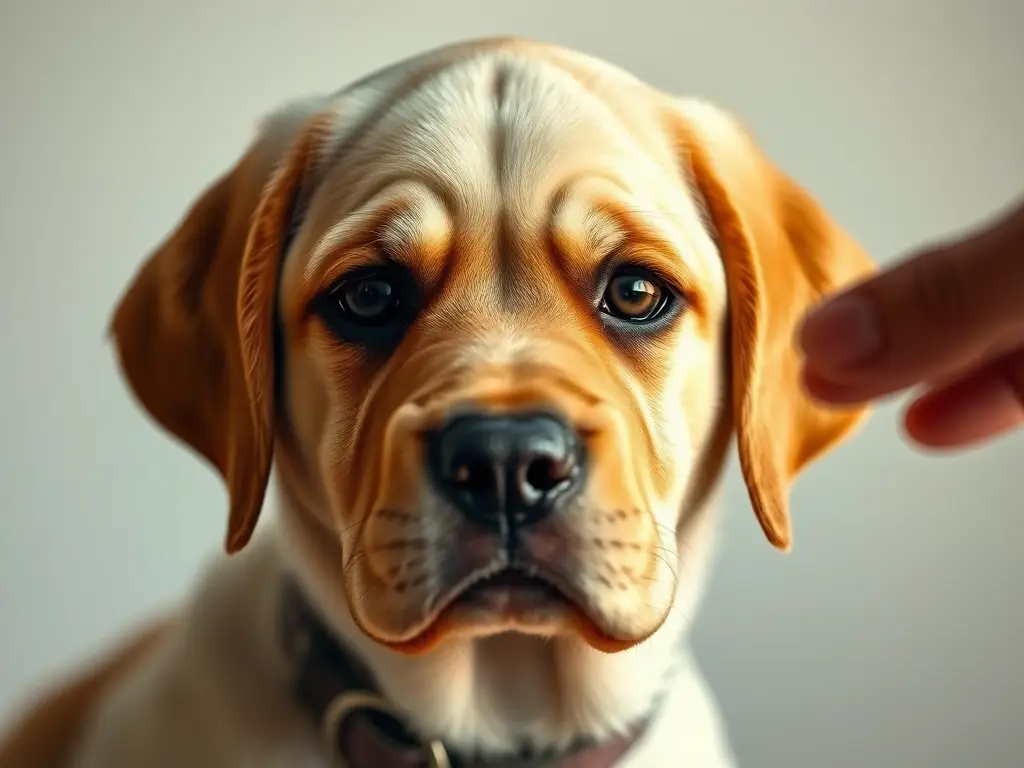 Un retrato de un labrador preocupado y majestuoso, con un toque de luz suave