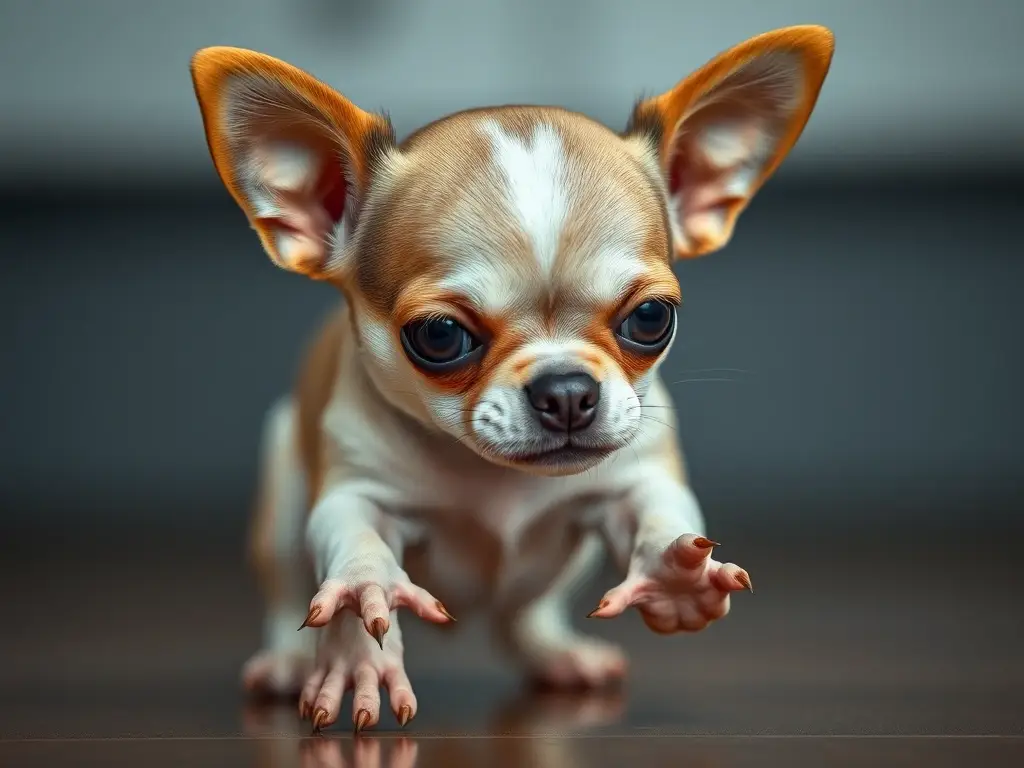 Imagen realista de un chihuahua timoroso en mirada ansiosa