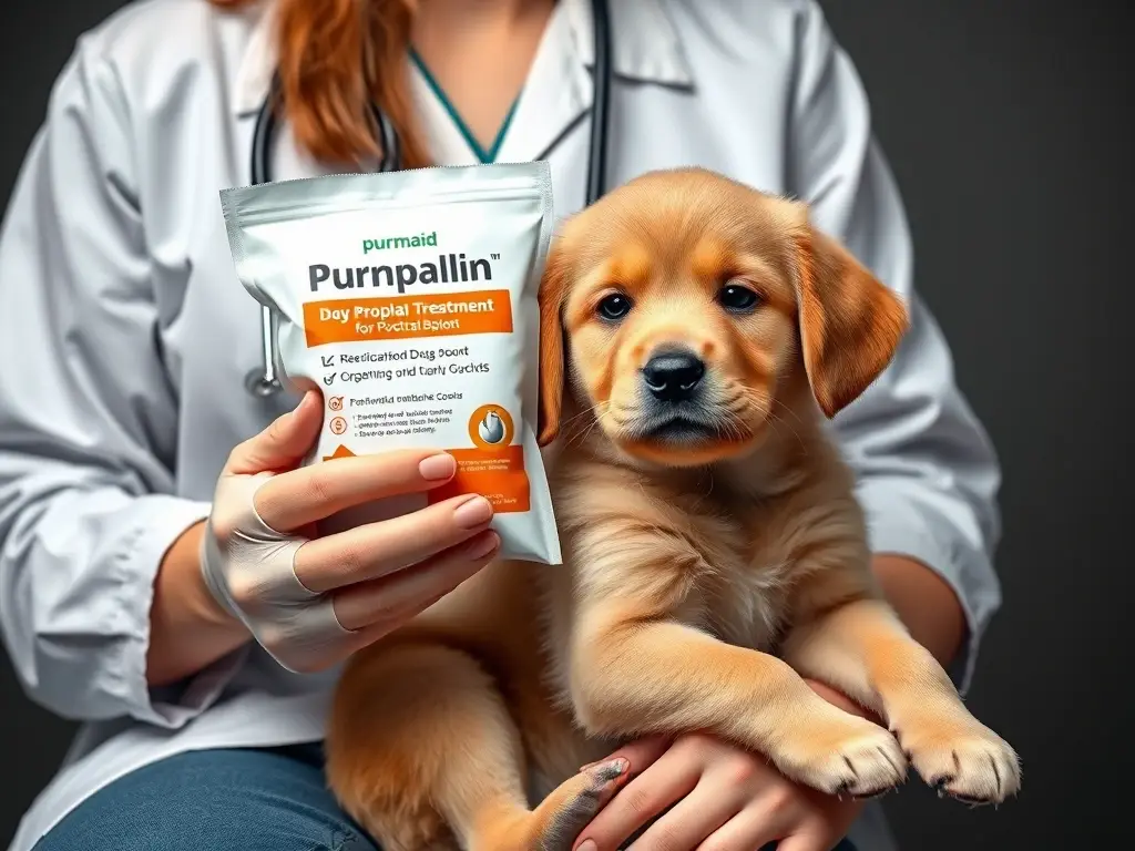 Fotografía realista de un veterinario con un cachorro