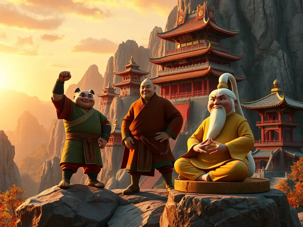 Un retrato inmersivo de Po, Shifu y Oogway