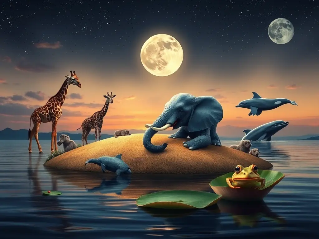 Portada fotorrealista de animales descansando