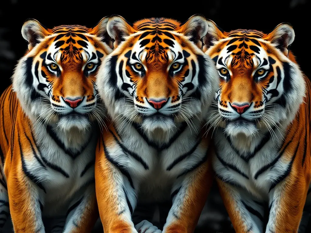 Arte de portada realista de tigres sibirían majestuosos para un artículo sobre la era glaciares