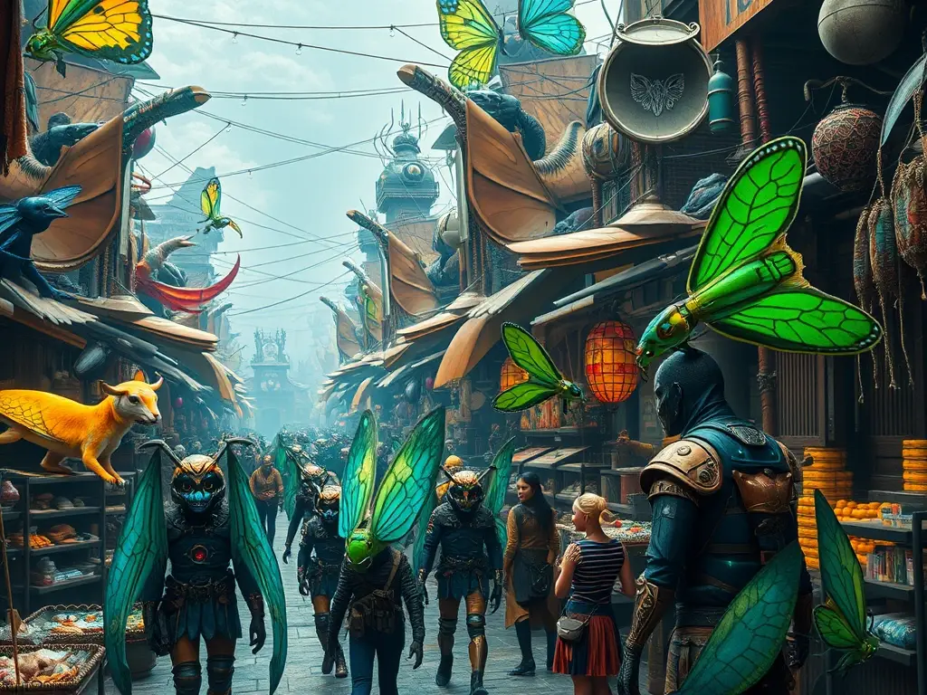 Es un marketplace de un mundo extinto con vida