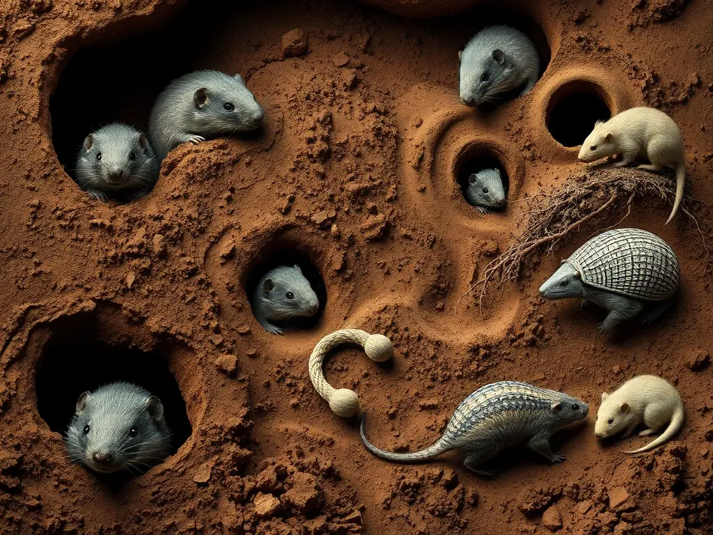 Escena fotorrealista 8k, suelo, veinte mamíferos