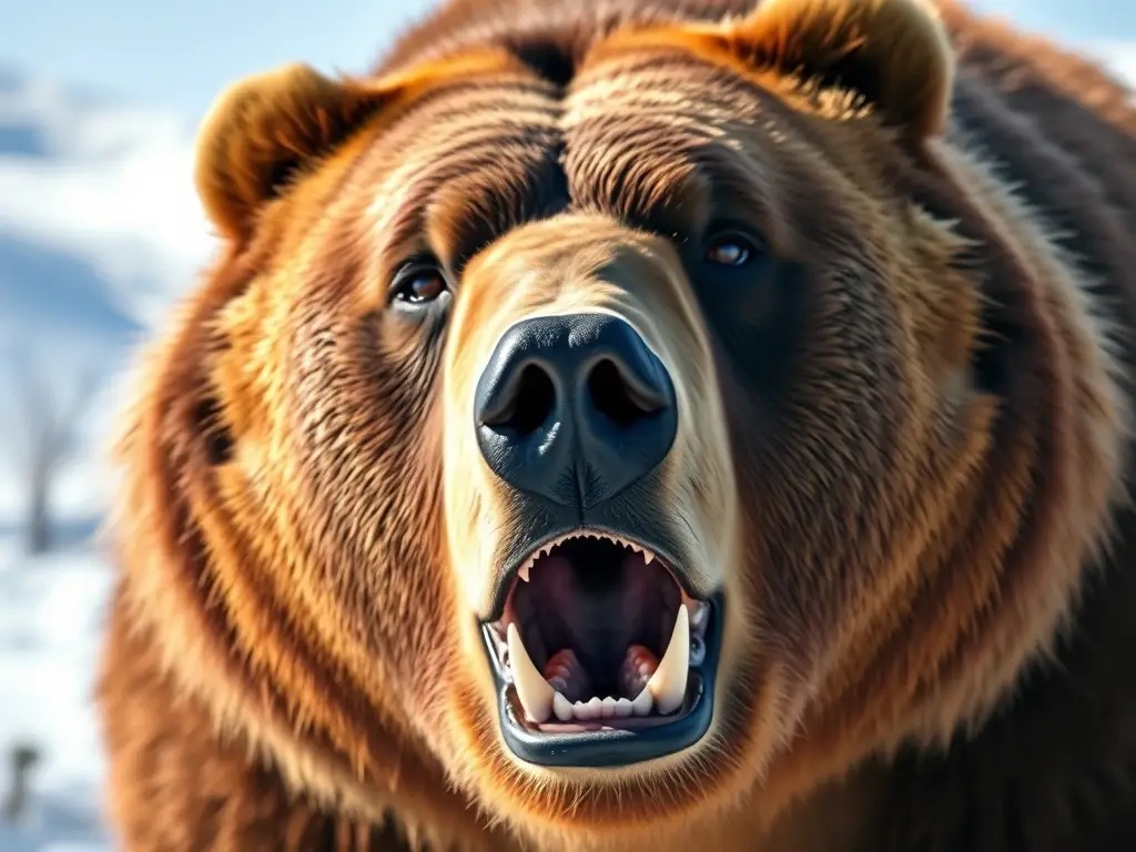 Un retrato fotorealista de un oso pardo con detalles inquebrantables