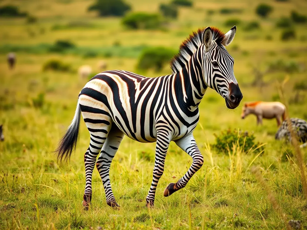 Foto realista de una zebra con dieta cebra en savana africana