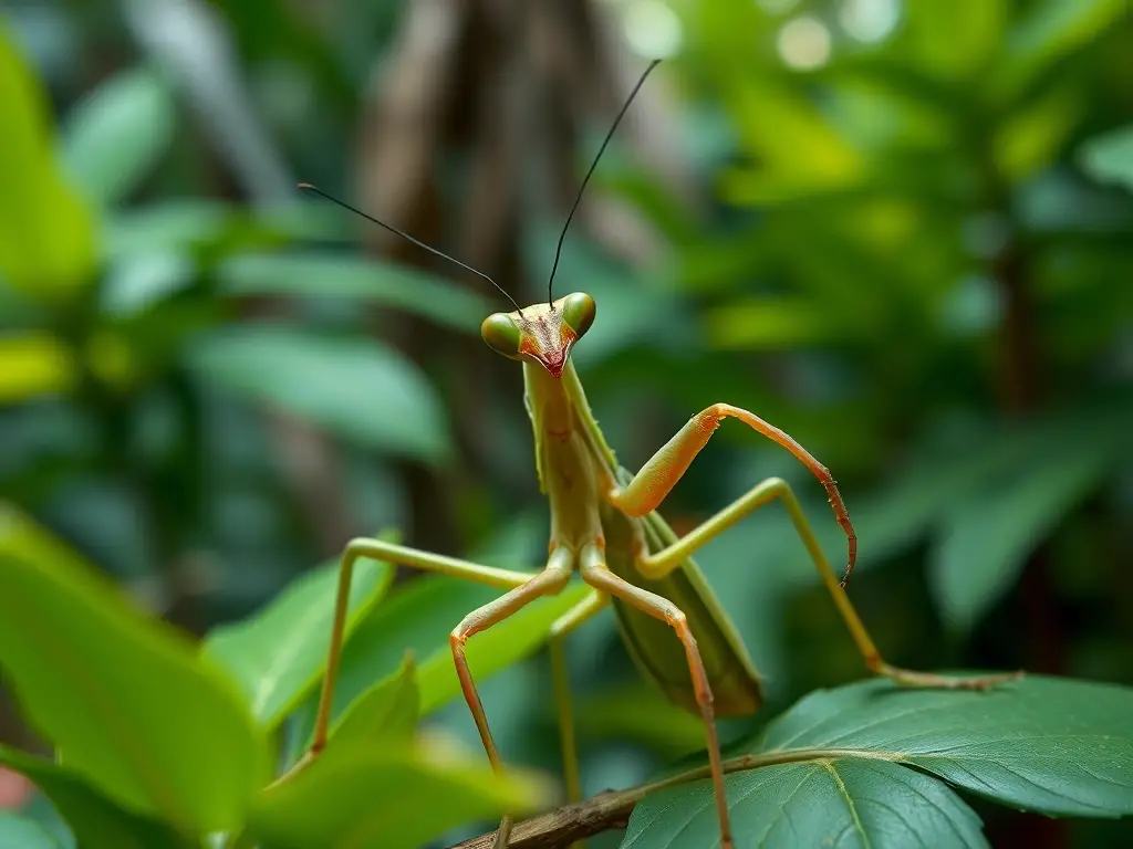 Fotorealista de una mantis en la selva tropical