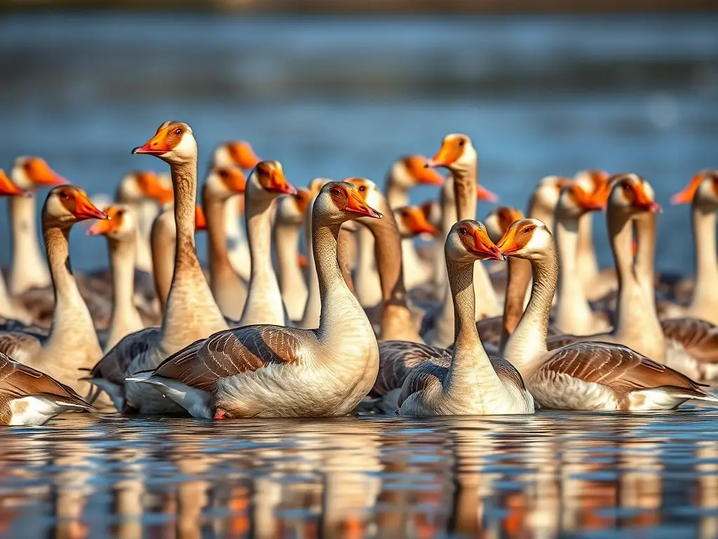 Fotografía realista de una colonia de ganso canadiense en un entorno natural