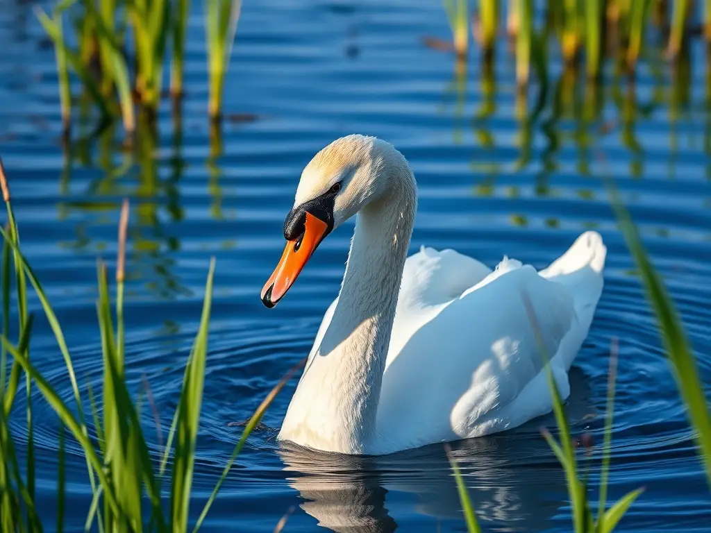 Fotorealistic cover de un espece de pato en un lago tranquilo