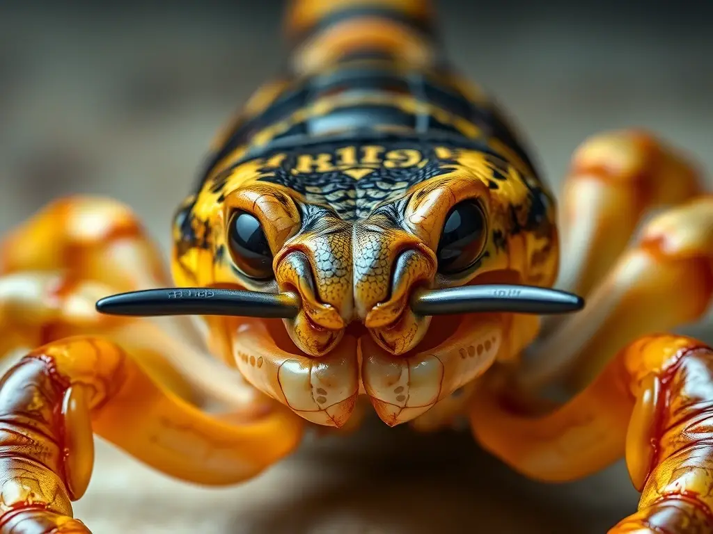 Fotografía realista de escorpión egipcio, con precisión científica