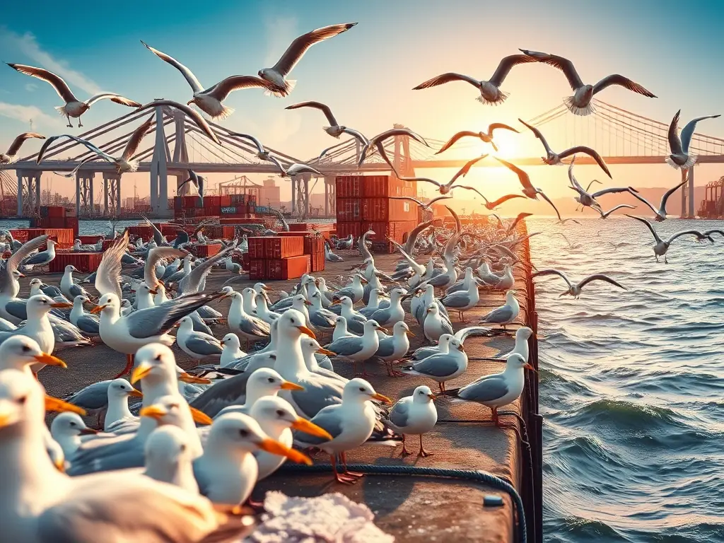 Un retrato realista de aves de Anatidae en un muelle