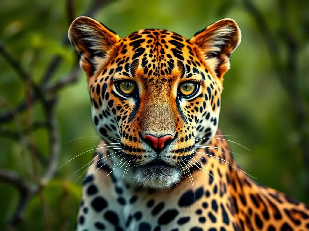 Fotografía realística de leopardo africano con expresión majestuosa