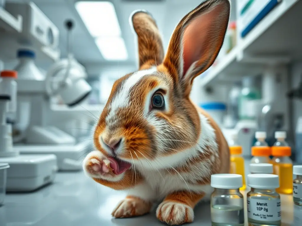 Un rabbit curioso en laboratorio