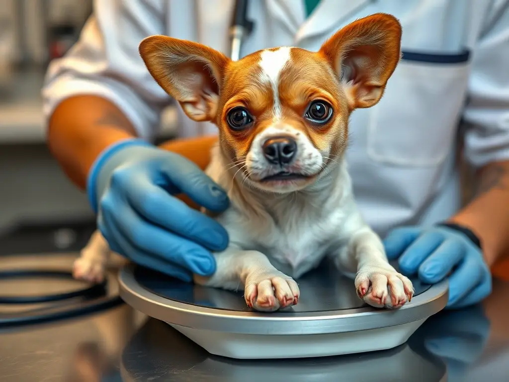 Foto de un veterinario examinando a un perro realista y de alta resolución