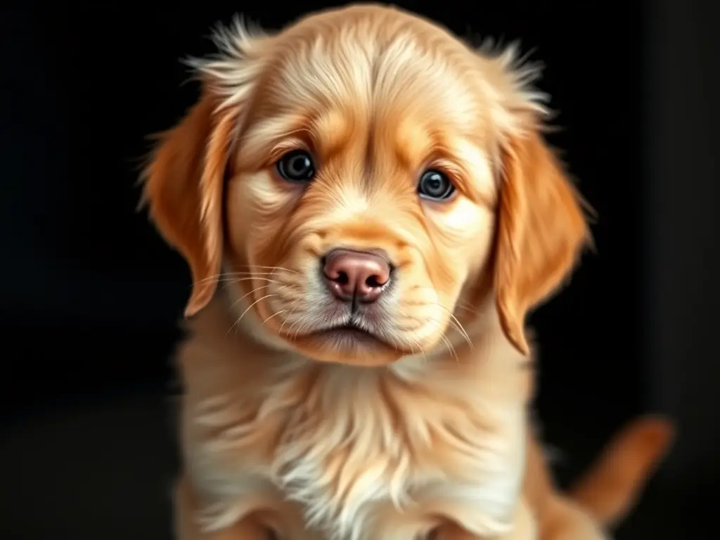 Fotografía realista de un cachorrogolden retriever