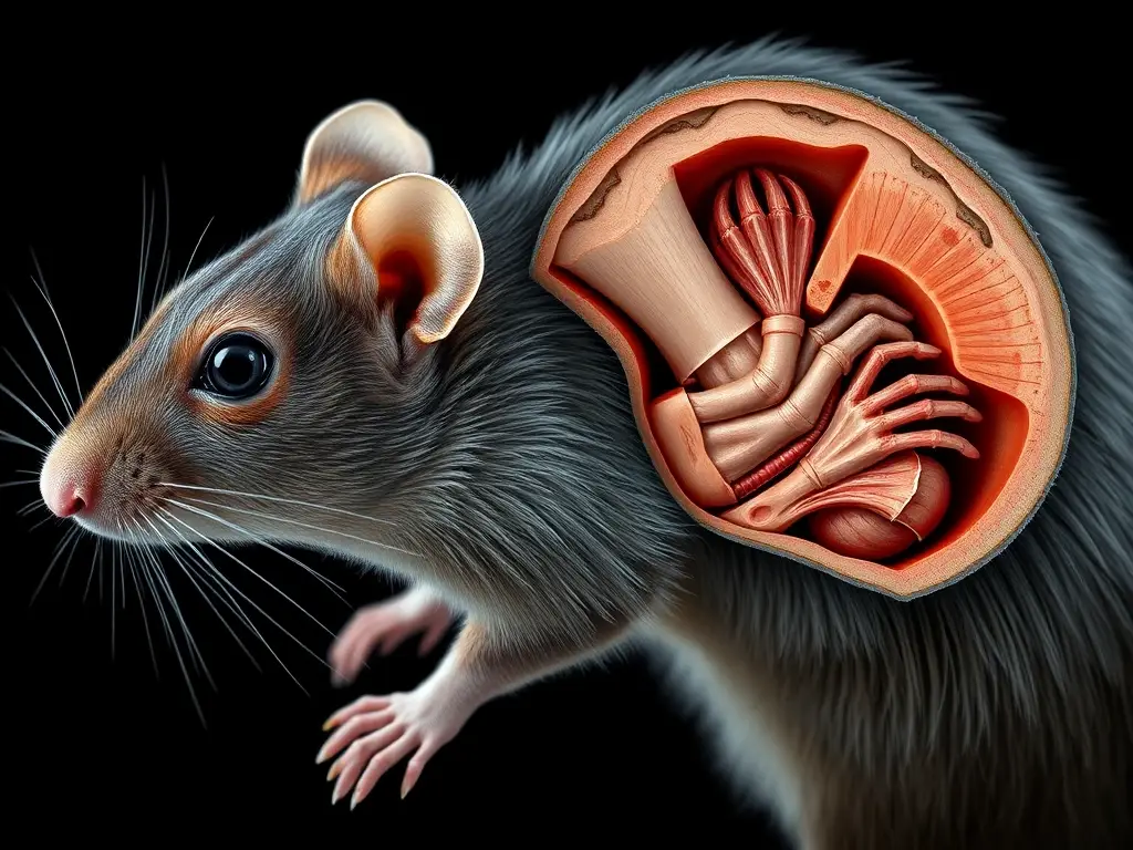 Imagen hiperrealista de un ratón egipcio sano con anatomía precisa