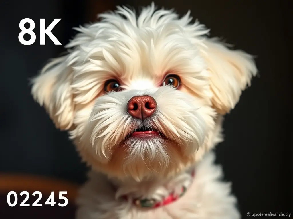 Foto realista de un perrito Bichon Frise con expresión