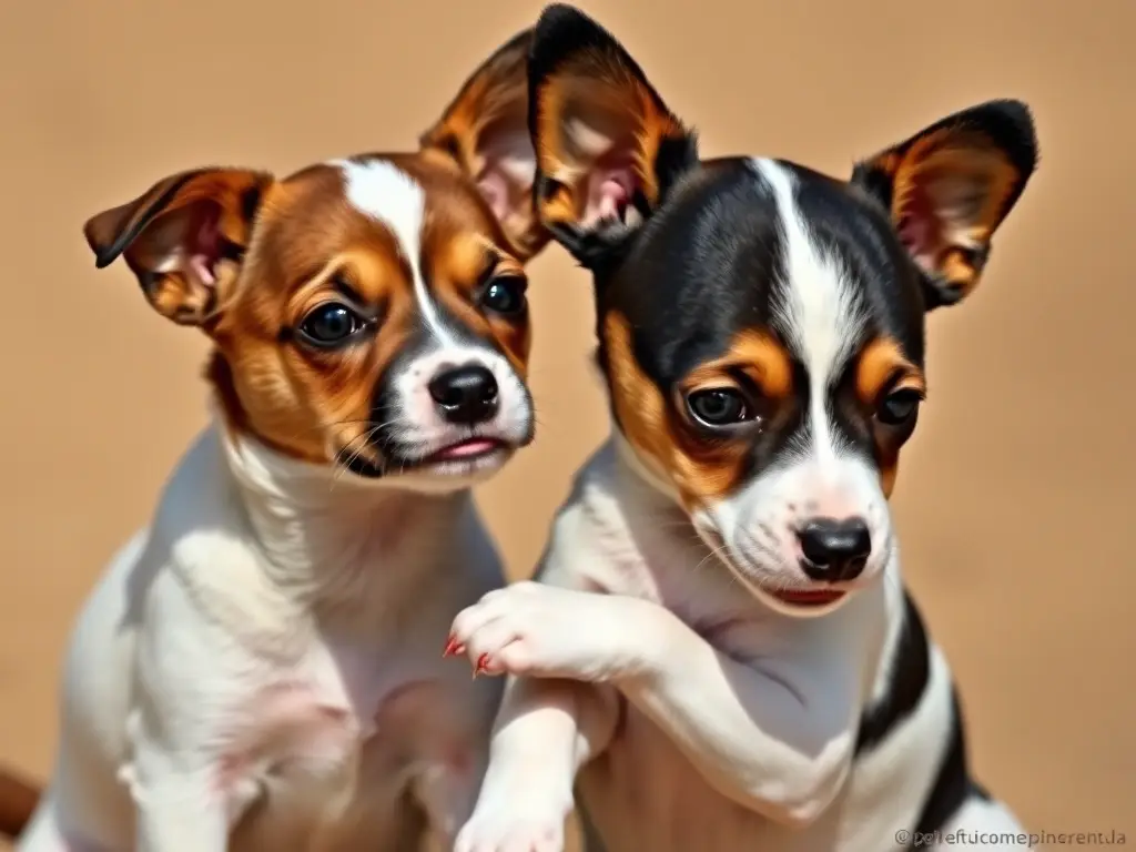 Foto realista con dos cachorros Jack Russell jugando