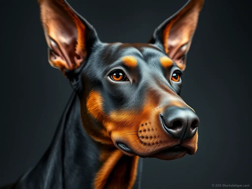 Un retrato de Doberman Pinscher realista y detallado