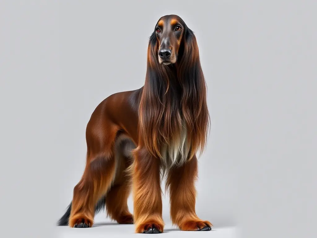 Foto realista de un Afghan Hound majestuoso y de rasgos nobles