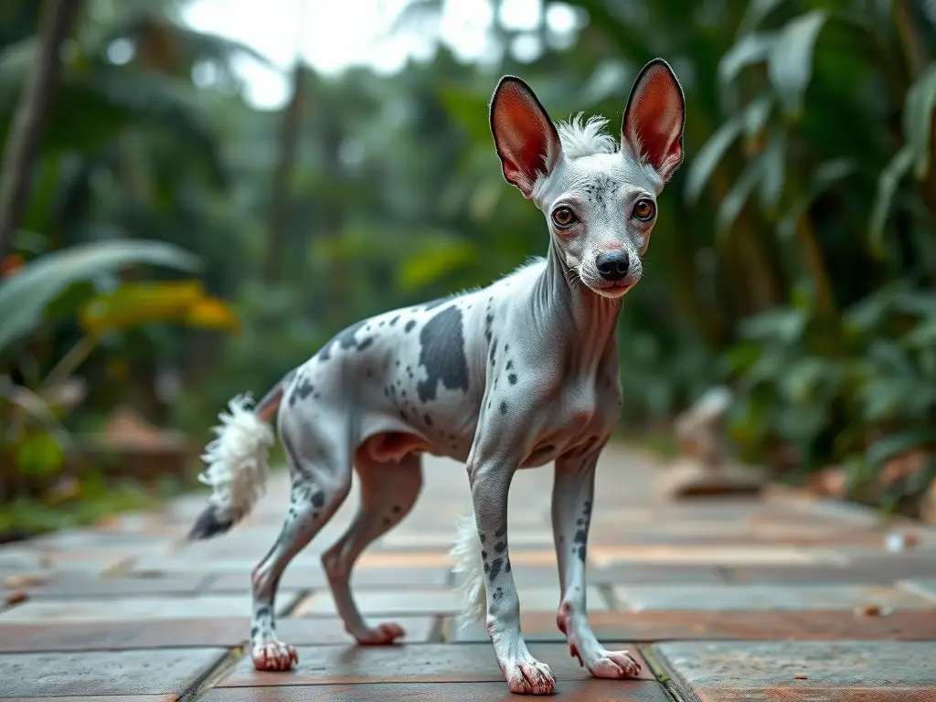 Fotorealista de perro peruano inca orquídea, elegante y guardián