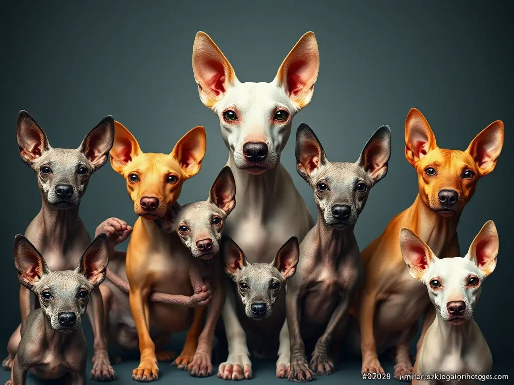 Fotogénico collage de razas de perros sin pelo