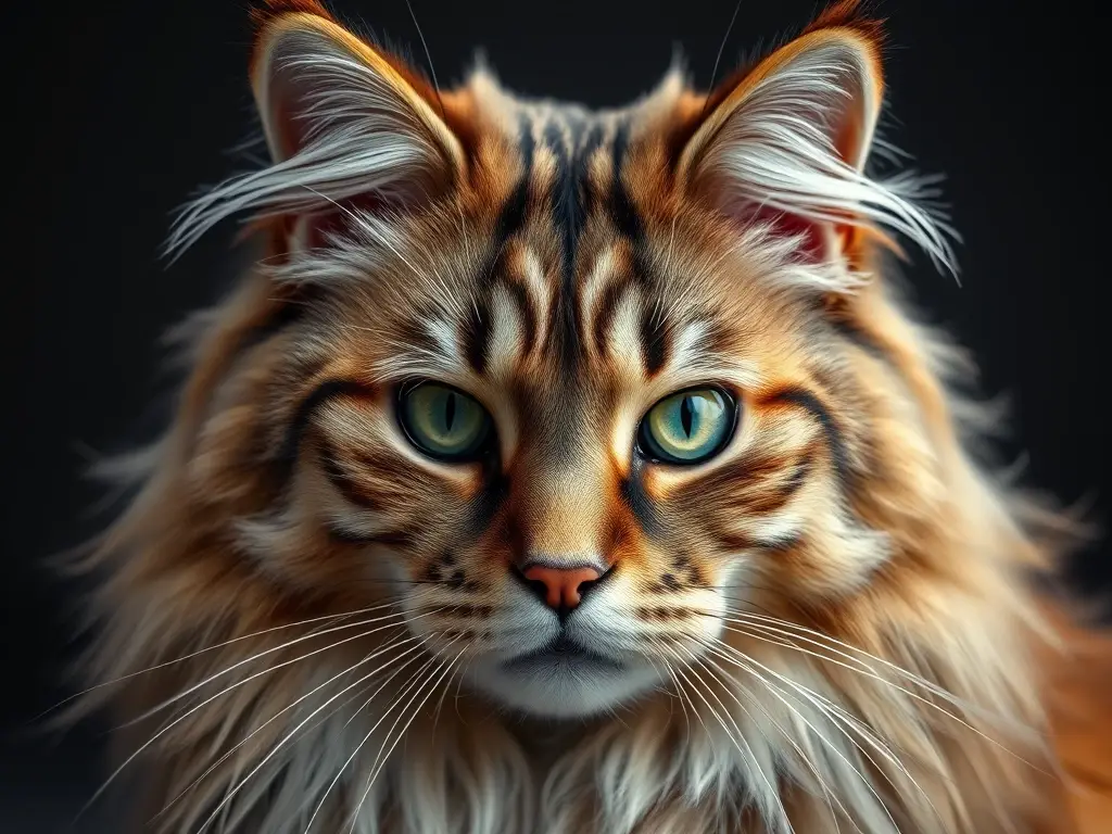 Fotorealista de un retrato detallado del Terrior de Arena Abisinio con rasgos felinos