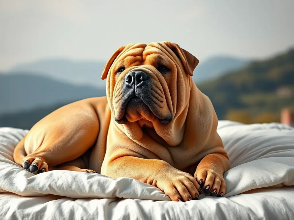 Foto realista de un Shar Pei con calma y naturaleza