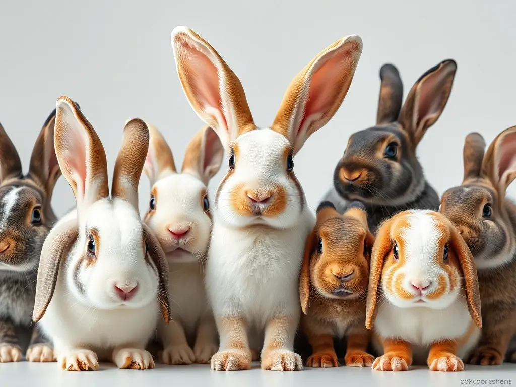 Foto realista de razas de conejo con detalles de anatomía