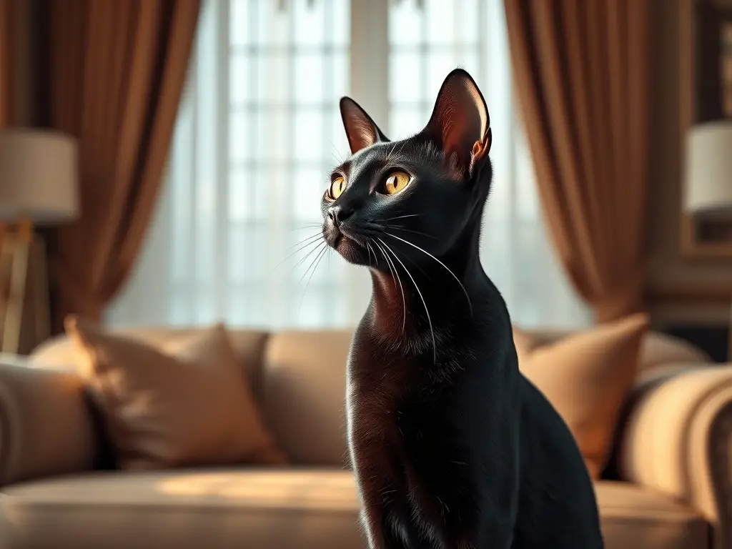 Un gato Oriental Shorthair majestuoso y detalladamente retratado