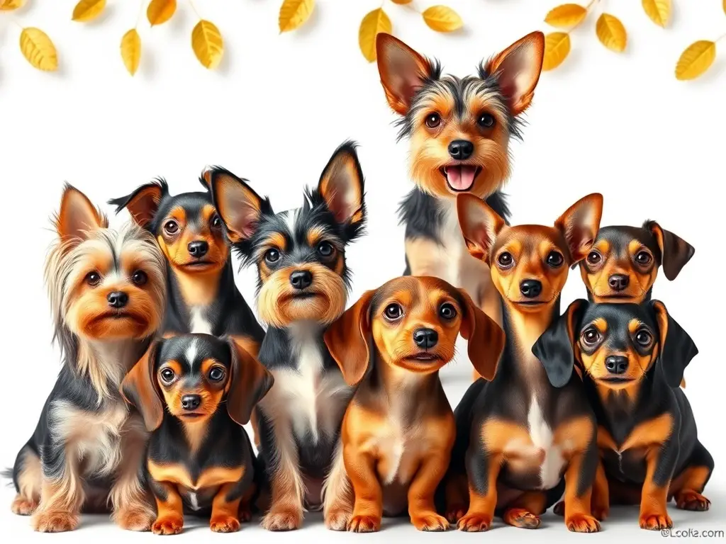 Fotorealistic cover con Yorkshire terrier y Dachshund cariñosos