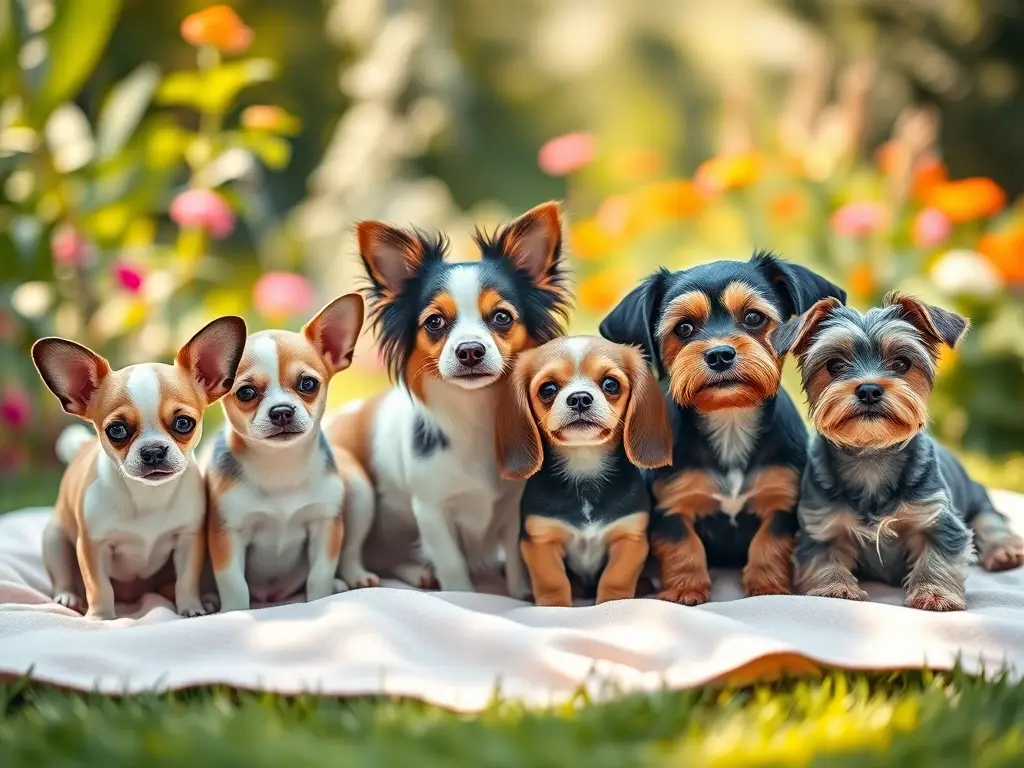 Pequeños perros en manta
