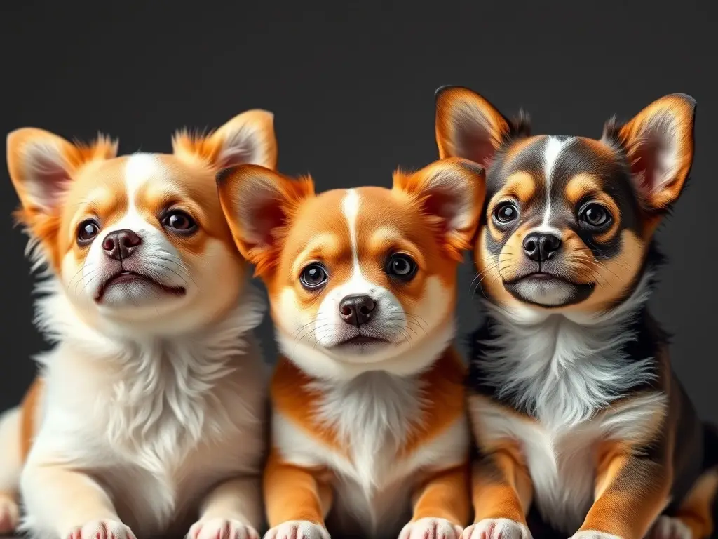 Diseño realista fotográfico de perros híbridos y de diseño con nombres en una guía completa 2024