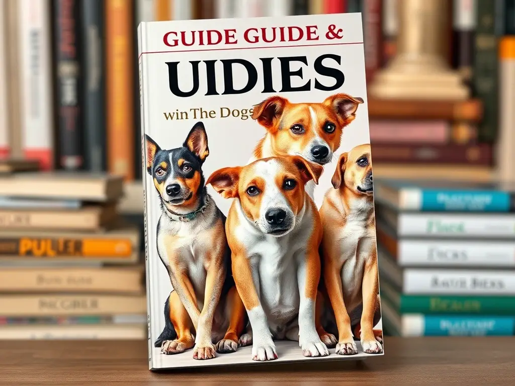 Foto realista de portada de guion de perro mestizo con distintos colores y texturas