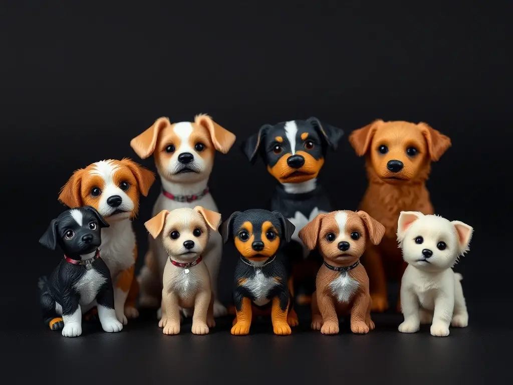 Una obra de arte de perros mini en plush