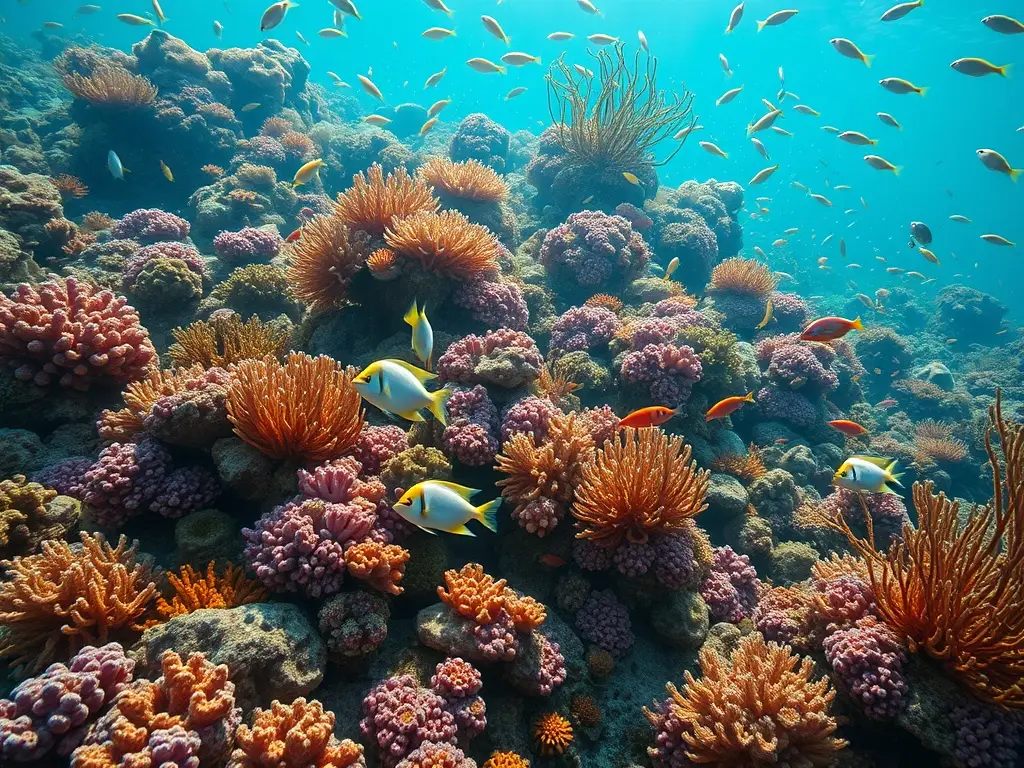 Es un video en 8K de coral vibrante y vida marina