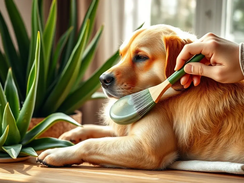 Perro con dermatitis tratado con aloe suave