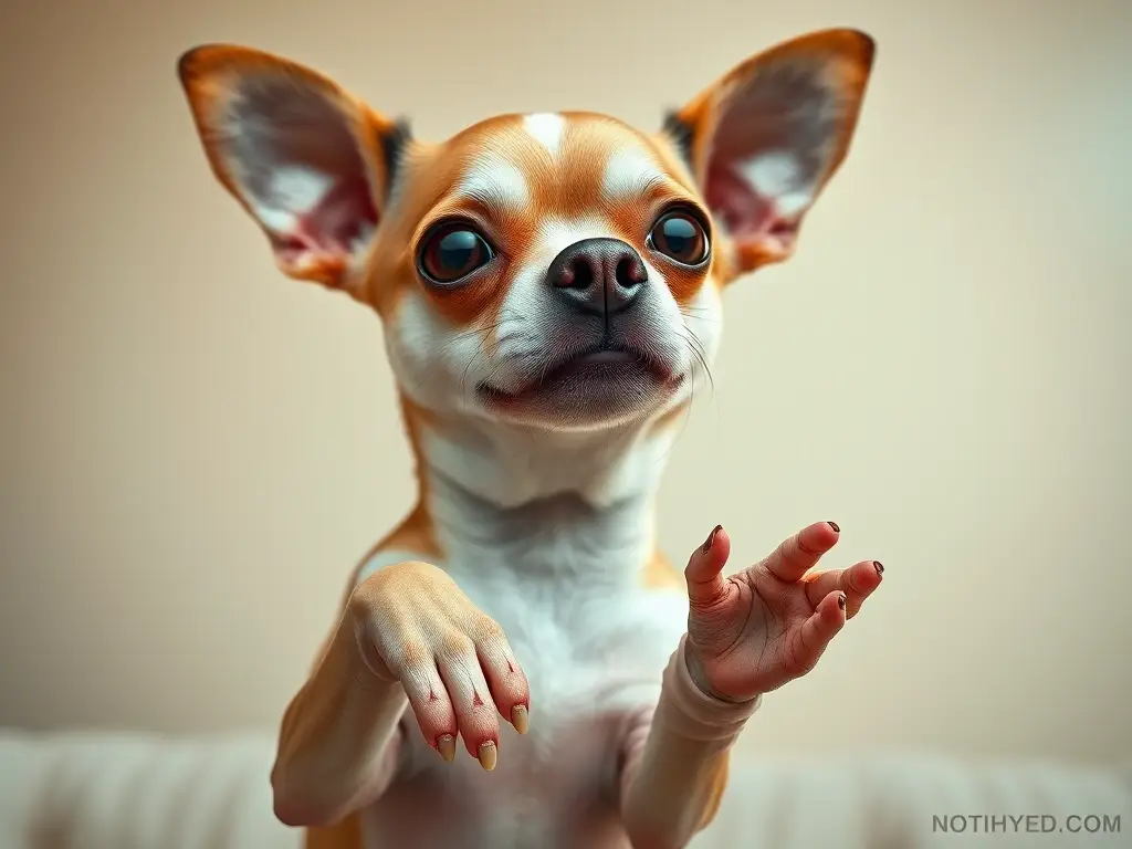 Fotografía de un chihuahua con envenenamiento y expresión cautivadora