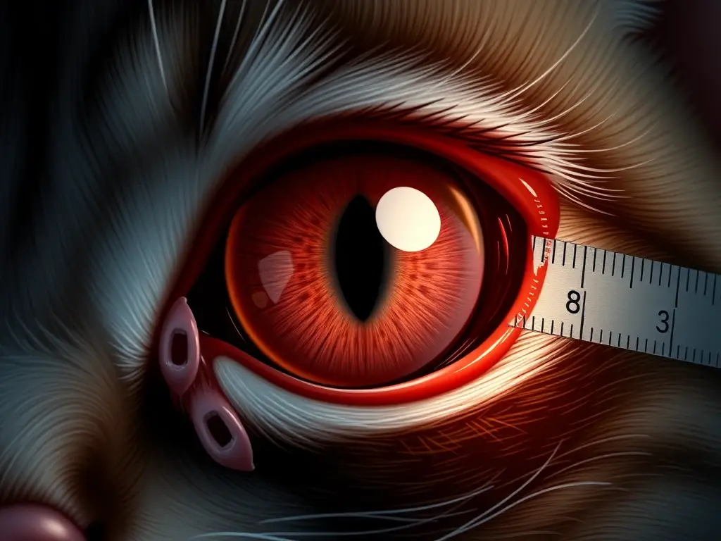 Fotografía realista del ojo de un gato con inflamación
