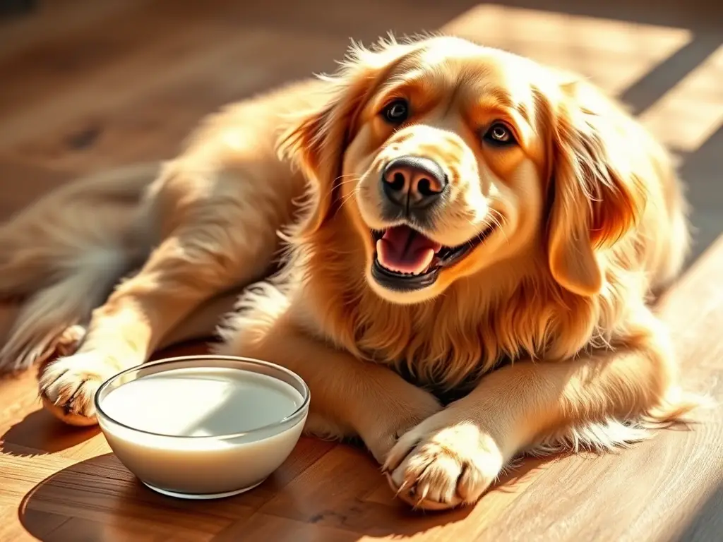 Fotorealista de un Golden Retriever feliz, con textura de pelo suave, en un suelo de madera