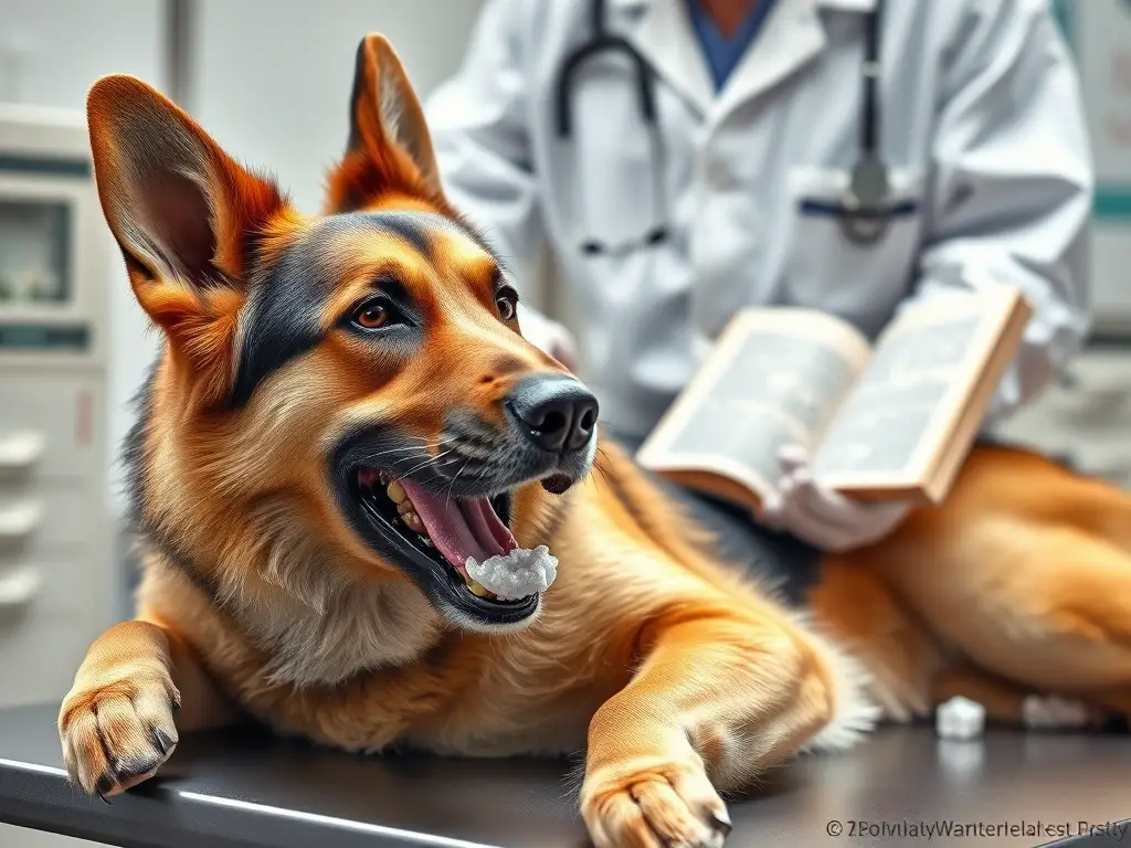 Ilustración realística de un veterinario examinando a un perro con precisión