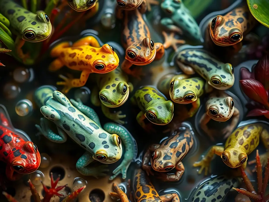 Un retrato detallado de froglets en 8K, vívidos y vivos