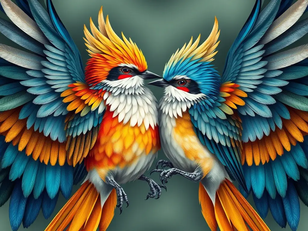 Ilustración abstracta de aves migratorias biomimética