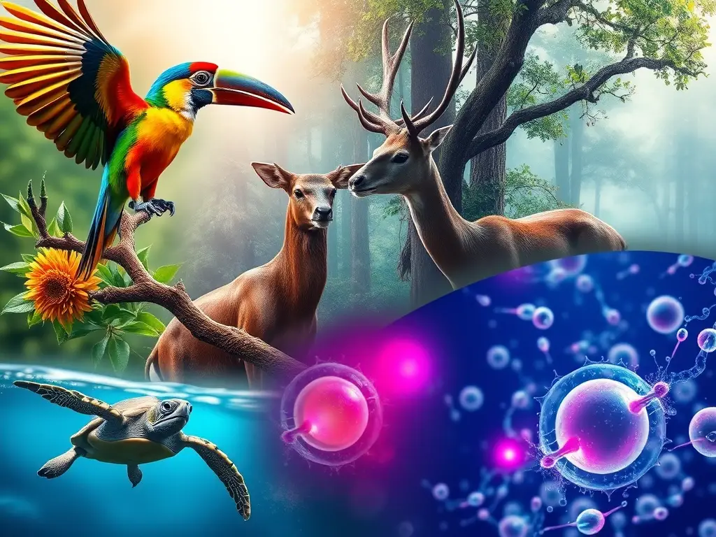 Imagen fotorealista de reproducción animal diversa